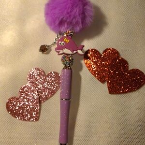 Purple and Pink Dolphin Charm Pen